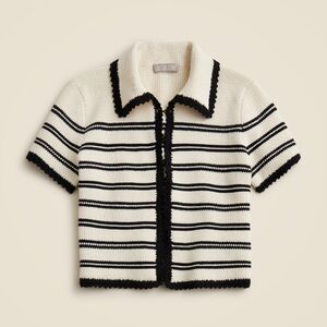 J. Crew Cream and Black Knit Cardigan